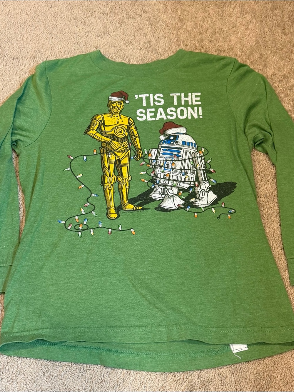Star Wars Kids Green 'Tis The Season LS Shirt Sz M